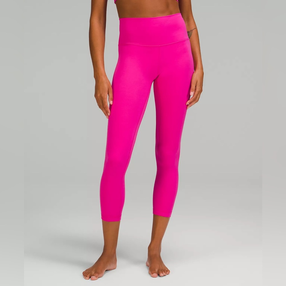 Pink Lululemon high rise leggings 28”